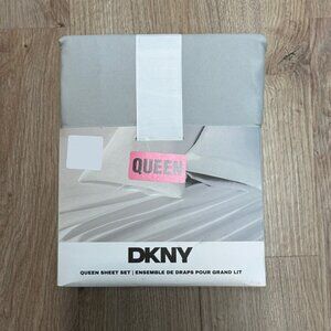 4 Pc. DKNY Queen Gray Grey Sheets Sheet Set 1 Fitted, 1 Flat, 2 Pillowcases
